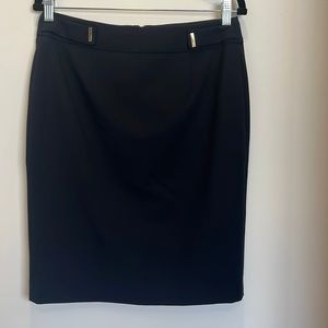 Calvin Klein Navy Blue sz 6 Pencil Skirt w Gold trim EUC Wore once